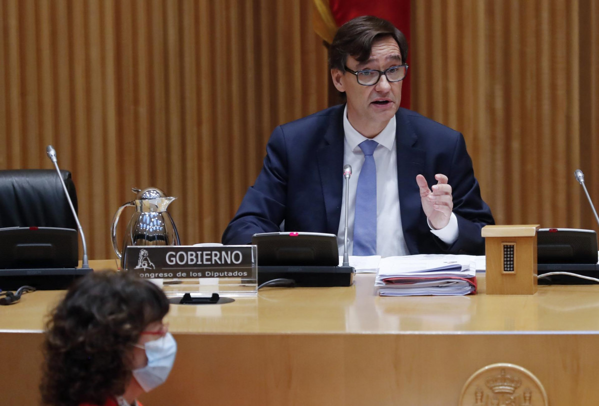 El ministro de Sanidad, Salvador Illa, comparece en el Congreso por quinta vez consecutiva para dar cuenta de la pandemia de coronavirus. En Madrid (España) a 23 de abril de 2020.
