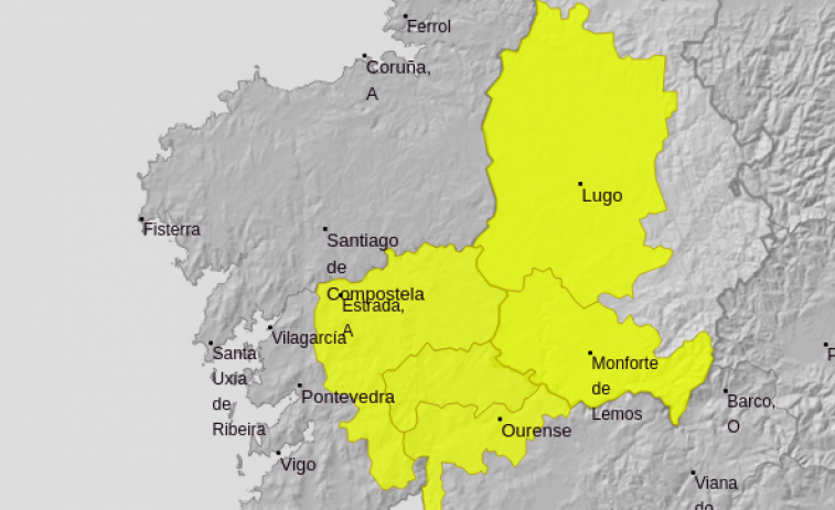 Gran parte del interior de Galicia en alerta por tormentas y chuvascos viernes y sábado