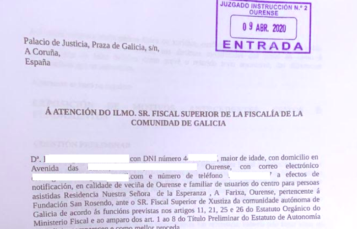 Denuncia contra el presidente de la Xunta y otros cargos al hilo del brote en Nuestra Seu00f1ora de la Esperanza