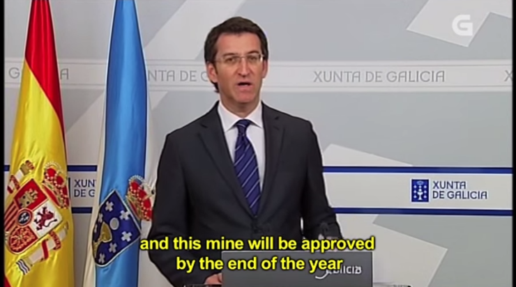 Feiju00f3o prometiendo la apertura de la mina de Corcoesto