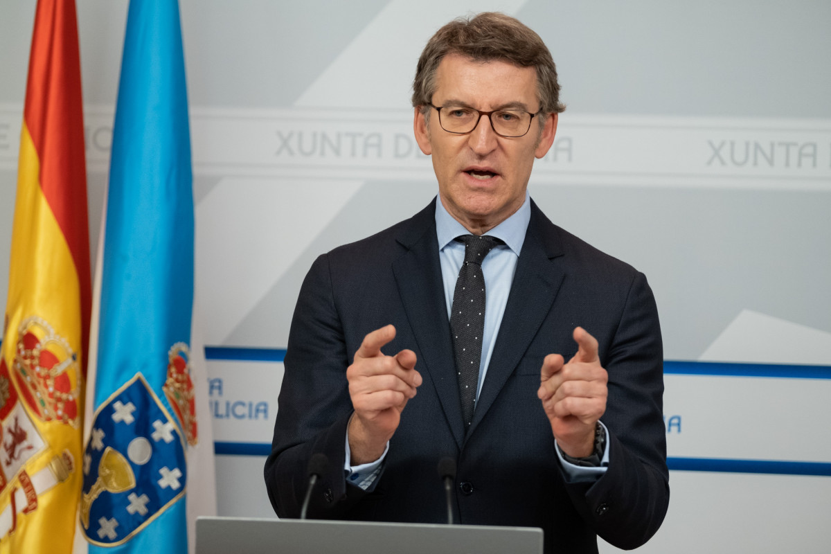 Feijóo en la rueda de prensa posterior al Consello de la Xunta del 24 de abril