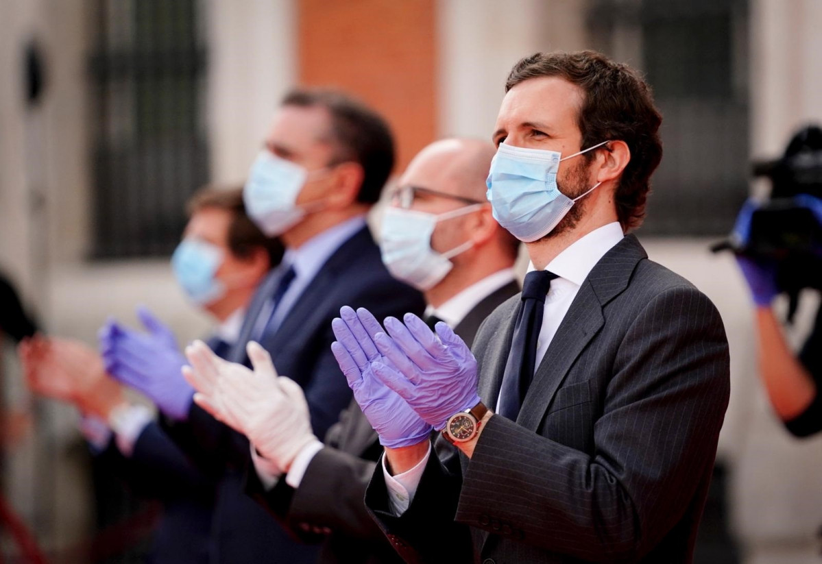 El presidente del PP, Pablo Casado, asiste al acto del Dos de Mayo, día de la Comunidad de Madrid, en Madrid (España) a 2 de mayo de 2020.