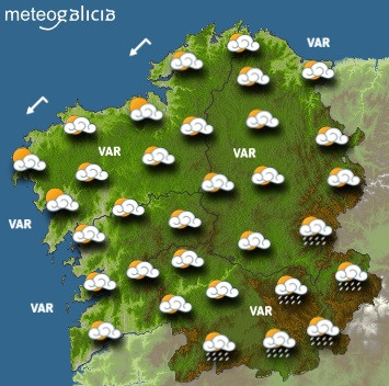 El tiempo para viernes en Galicia: Cielo parcialmente nublado, con chubascos por la tarde en el interior