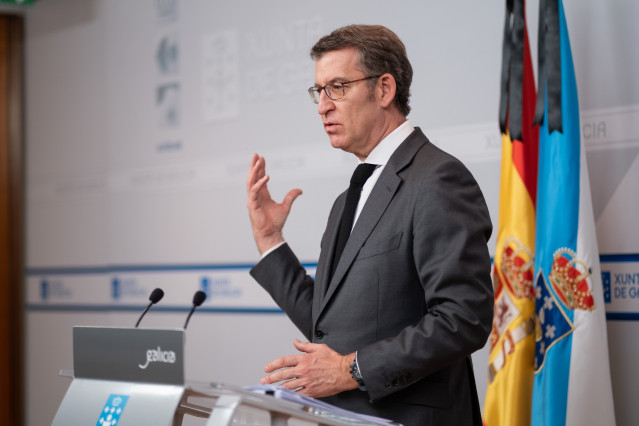 Feijóo, en la rueda de prensa del Consello de la Xunta