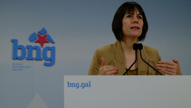 La portavoz nacional del BNG, Ana Pontón, en rueda de prensa este lunes 4 de mayo