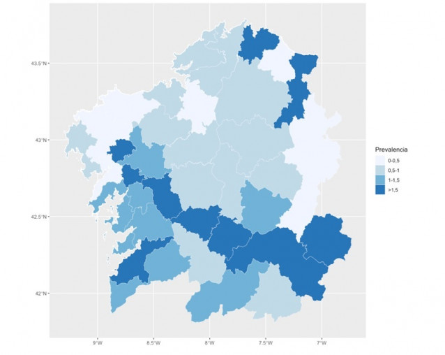 Estudio de prevalencia por comarcas en Galicia