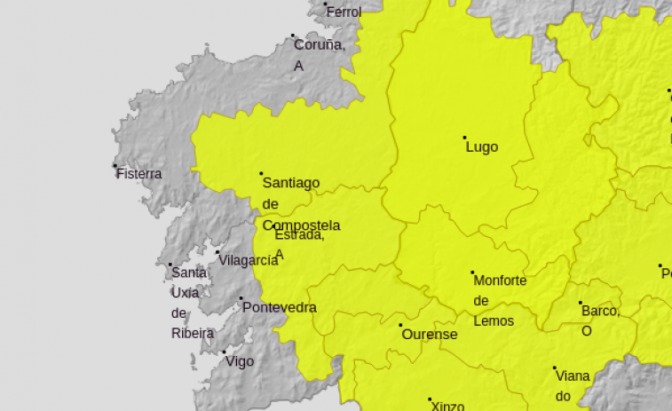 Casi toda Galicia en alerta amarilla por tormentas y lluvias torrenciales desde el mediodía del martes