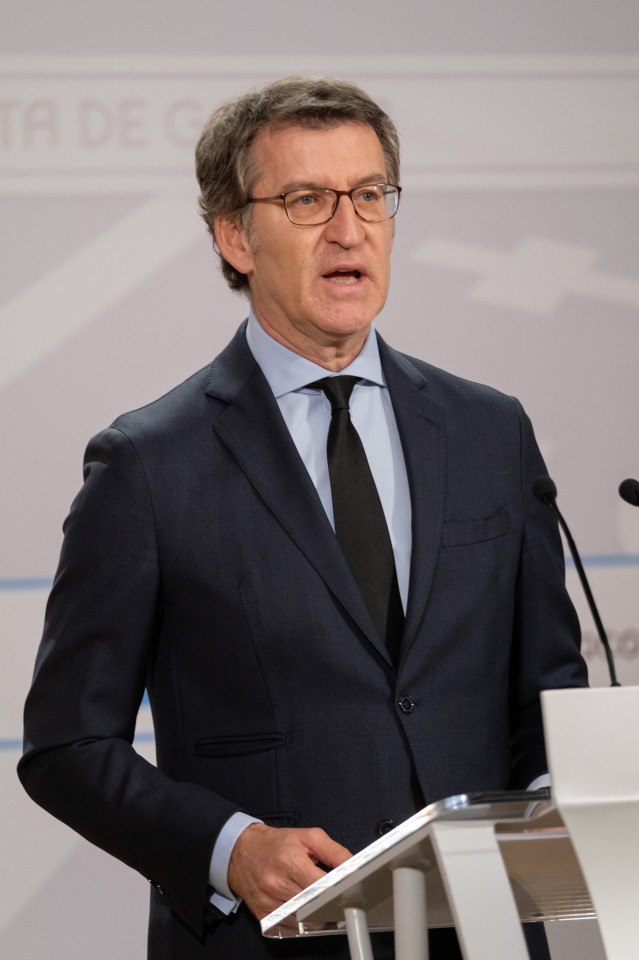 O titular do Goberno galego na rolda de prensa posterior ao Consello da Xunta  O titular do Goberno galego, Alberto Núñez Feijóo, durante a rolda de prensa posterior á reunión semanal do Consello da Xunta. San Caetano, Santiago de Compostela, 05/06/20.