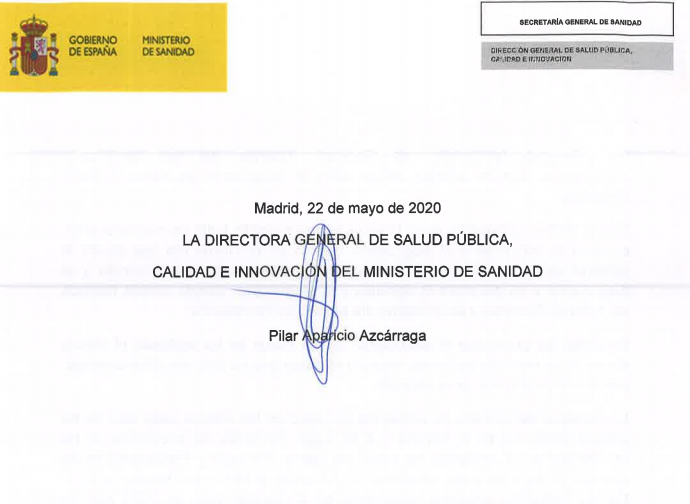 Informe ministerio de sanidad