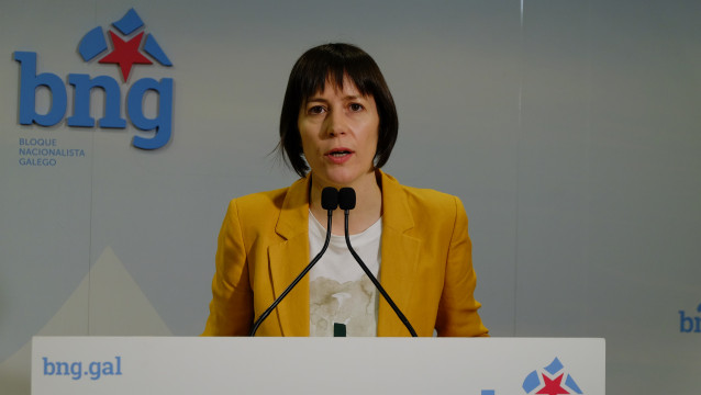 Ana Pontón, portavoz nacional del BNG, en rueda de prensa este lunes