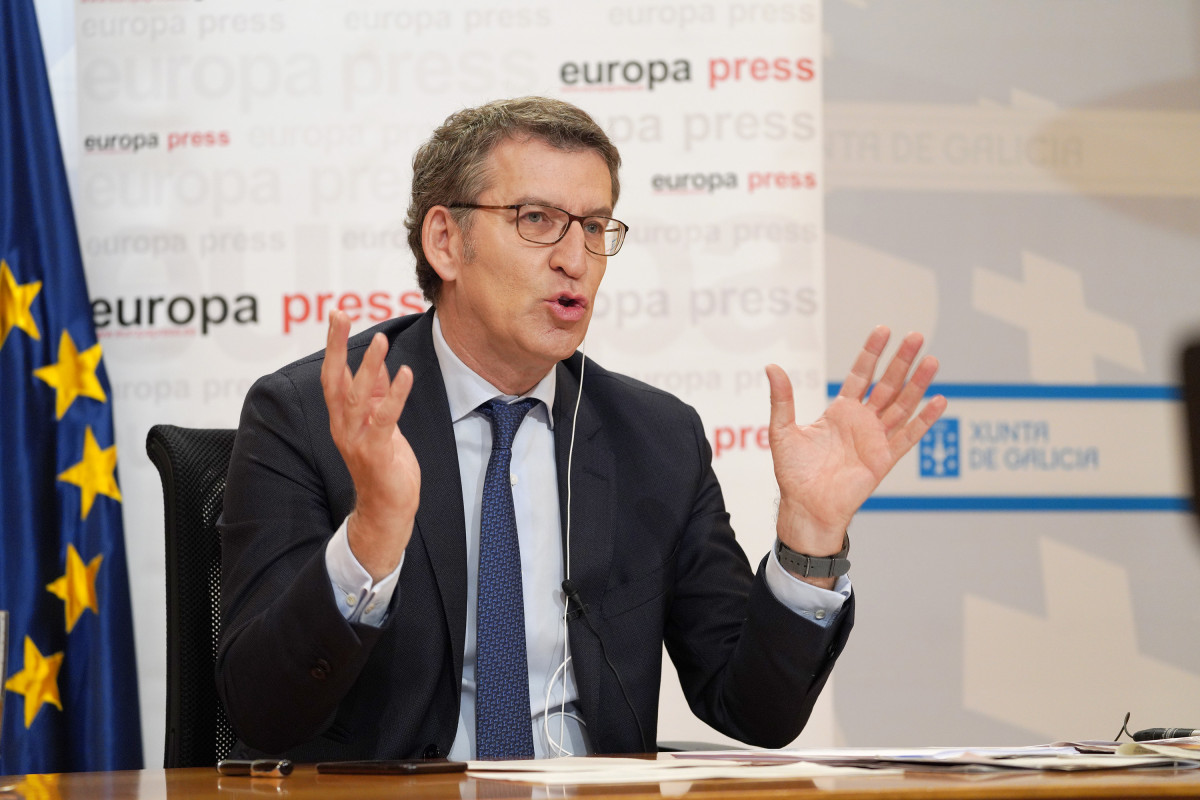 El presidente de la Xunta de Galicia, Alberto Núñez Feijóo, participa en uno de los Encuentros Digitales de Europa Press, en Santiago de Compostela, A Coruña, Galicia (España), a 15 de junio de 2