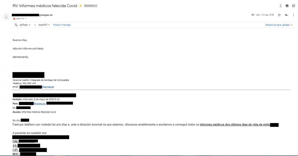 Captura correo informe