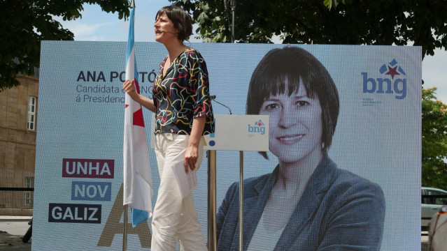 La candidata del BNG a la Xunta, Ana Pontón, durante un mitin