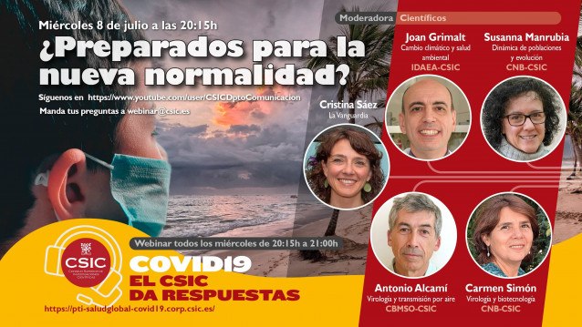 Cartel del webinar de este miércoles 8 de julio organizado por el CSIC sobre la 'nueva normalidad'