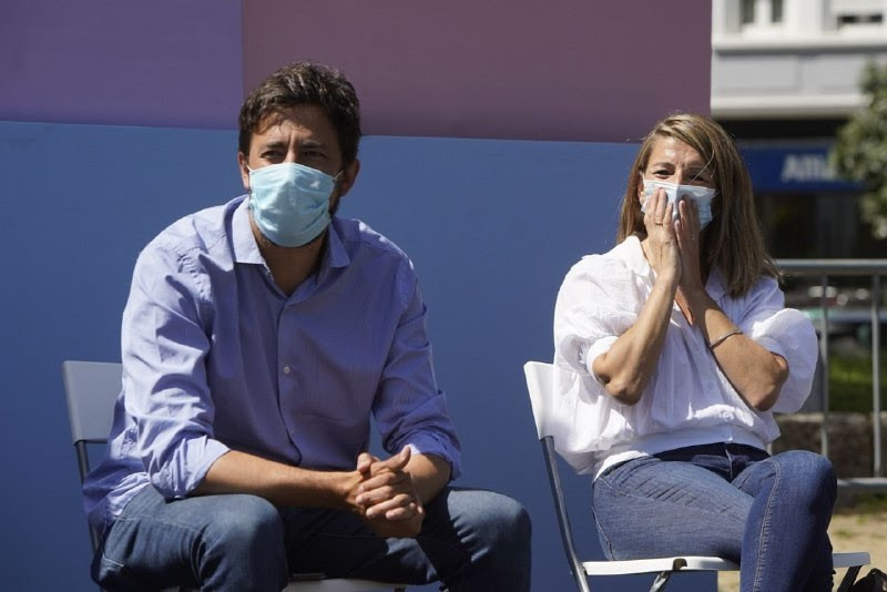 Antón Gómez-Reino y Yolanda Díaz en un acto de campaña de Galicia En Común-Anova Mareas en Ferrol