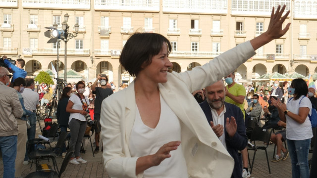 La portavoz nacional del BNG y candidata a la Presidencia de la Xunta, Ana Pontón, en el mitin de cierre de campaña en A Coruña