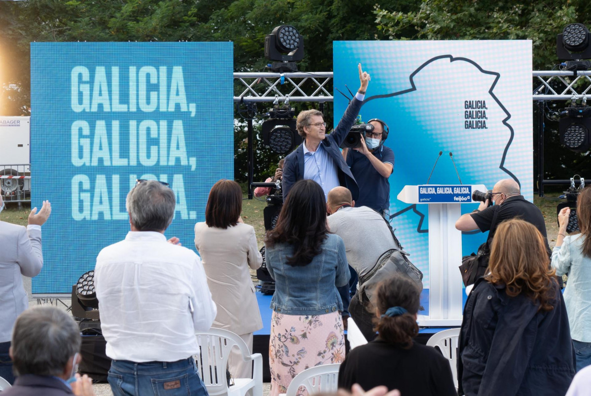 Feijóo en el mitin de A Coruña en la jornada de cierre de la campaña.