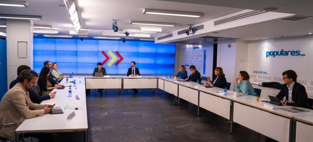 El presidente del PP, Pablo Casado, preside la reunión del comité de dirección de su partido. En Madrid, a 25 de mayo de 2020.