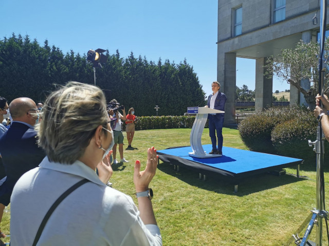 El presidente de la Xunta en funciones, Alberto Núñez Feijóo, comparece ante la Junta Directiva del PPdeG.