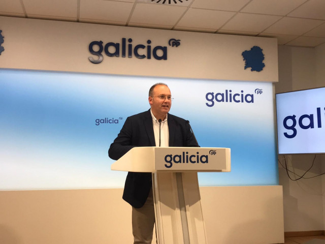 El secretario general del PPdeG, Miguel Tellado, en rueda de prensa