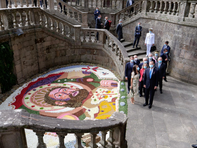 Los Reyes Felipe y Letizia durante los actos oficiales con motivo de la festividad de Santiago Apóstol en Santiago de Compostela (Galicia), a 25 de julio de 2020.
