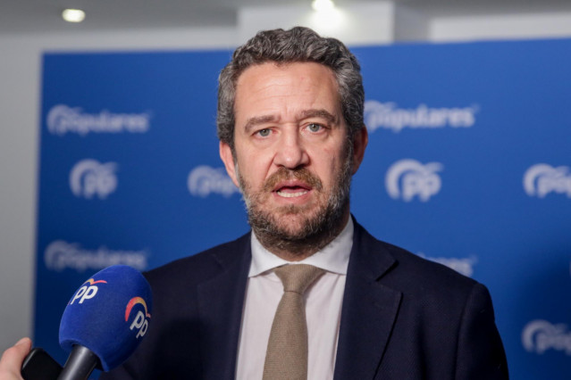 El vicesecretario de Participación del PP, Jaime de Olano, atiende a los medios de comunicación para valorar la situación política en la sede del PP en Madrid a 28 de diciembre de 2019