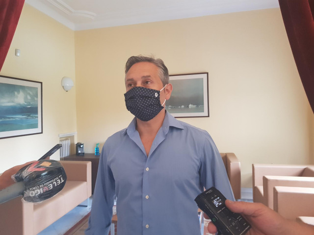 O secretario xeral de Asime, Enrique Mallón, após a reunión mantida cos representantes sindicais