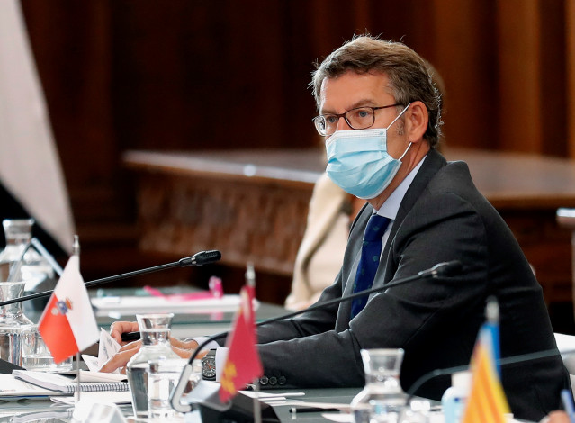 El presidente de Galicia, Alberto Núñez Feijóo, durante la XXI Conferencia de Presidentes, en San Millán de la Cogolla, La Rioja (España), a 31 de julio de 2020