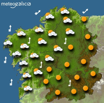 Predicciones para el miércoles 19 de agosto en Galicia.