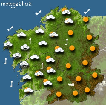 El tiempo para viernes en Galicia: Cielo muy nublado en el oeste con lluvias débiles