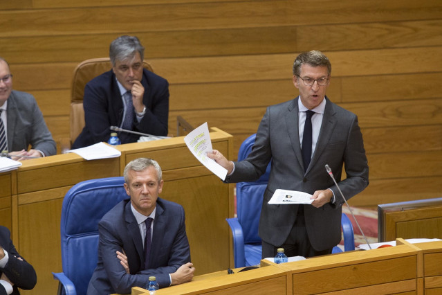 El presidente gallego, Alberto Núñez Feijóo, en el Parlamento de Galicia