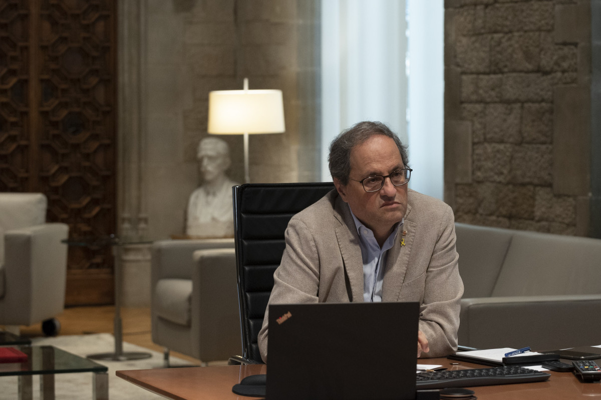 El presidente de la Generalitat, Quim Torra, en la reunión de seguimiento de la Covid-19 en Catalunya