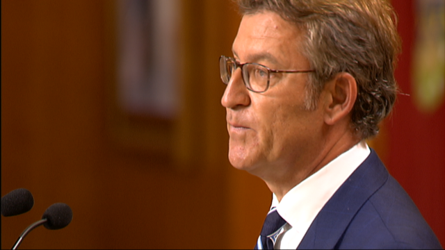 Feijoo en la toma de posesiu00f3n en una imagen de la CRTVG