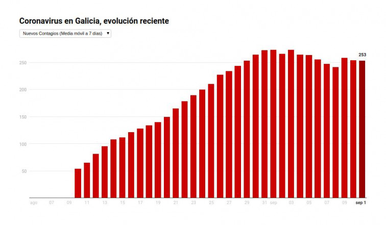 Datos coronavirus Galicia: la mejoría se estanca en torno a 250 nuevos contagios al día y un 5,8% de test positivos
