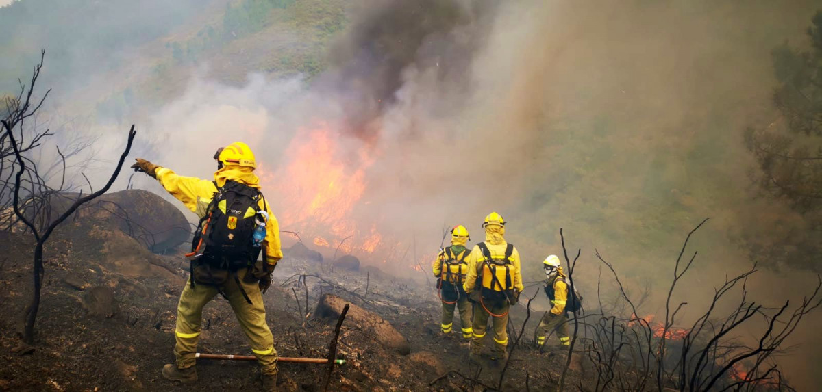 BRIF tabuyo operando contra un incendio en Lobios, en el Parque Natural do Xuru00e9s