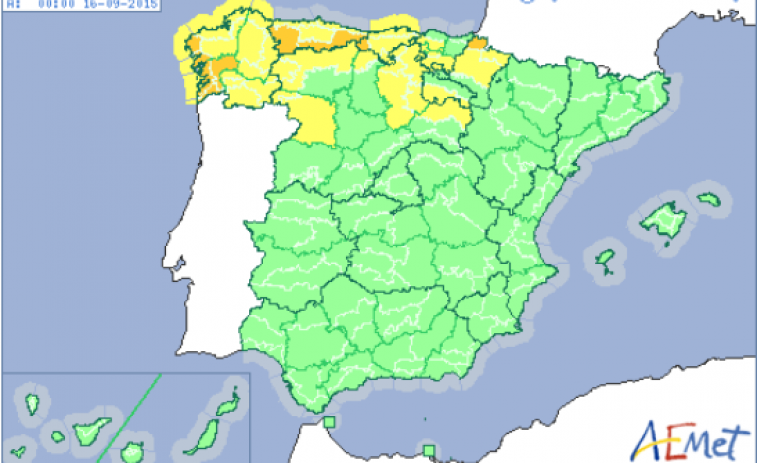 La ciclogénesis explosiva hará que un total de 15 provincias estén hoy en alerta por lluvia, viento y olas