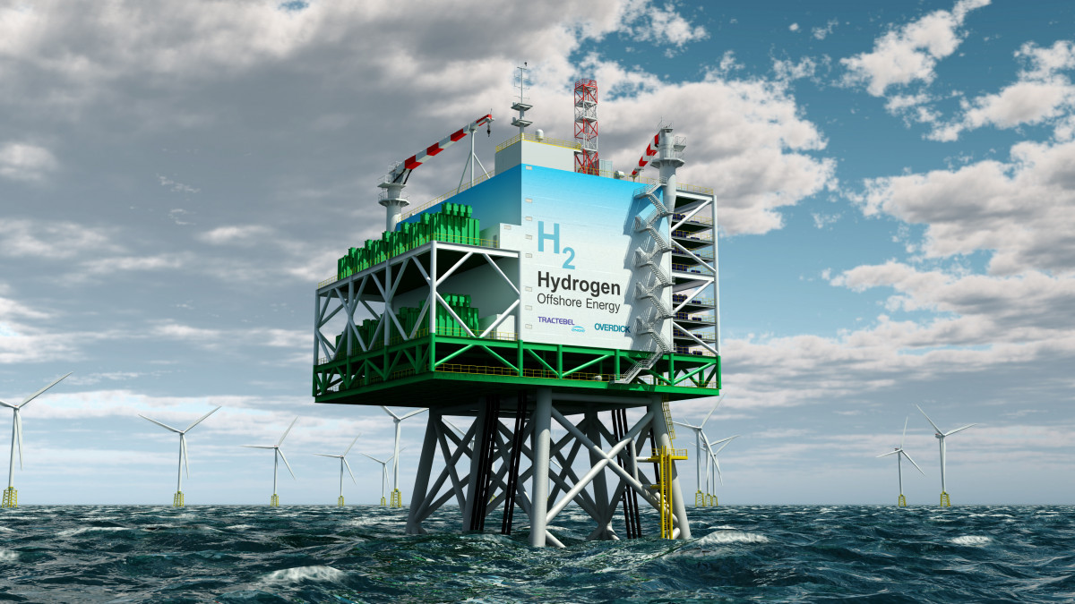 Prototipo de una planta de hidrógeno verde, alimentado por un parque eólico marino, proyectado por la belga Tractebel
