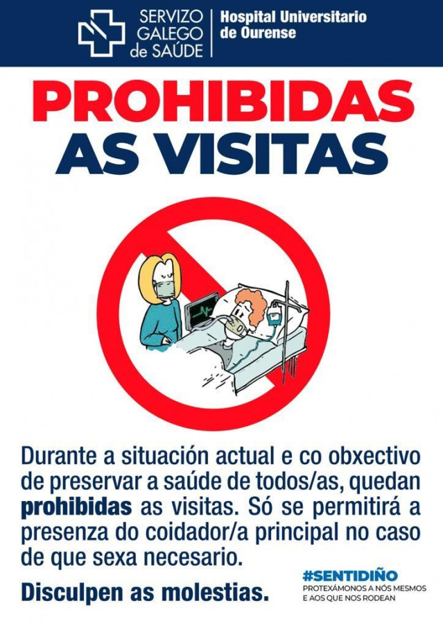 Prohibidas las visitas en el área de hospitalización de Ourense por la Covid-19.
