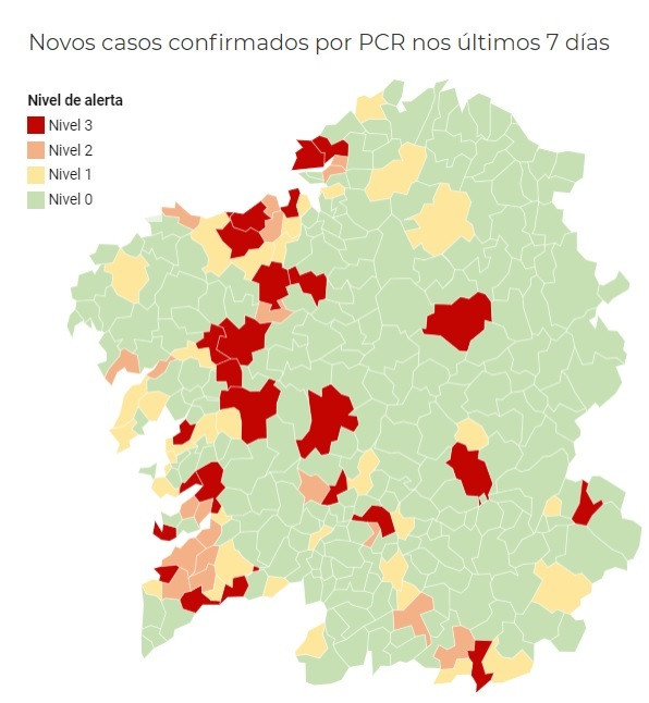 Alerta roja en Ferrol y Lalín por el alza de coronavirus mientras empieza a mejorar la periferia de Ourense capital