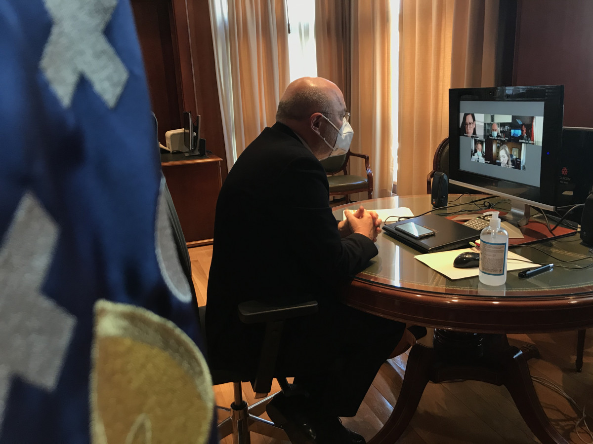 Javier Losada en una reuniu00f3n del CECOR que coordina el cumplimiento de las medidas sobre el estado de alarma en Galicia