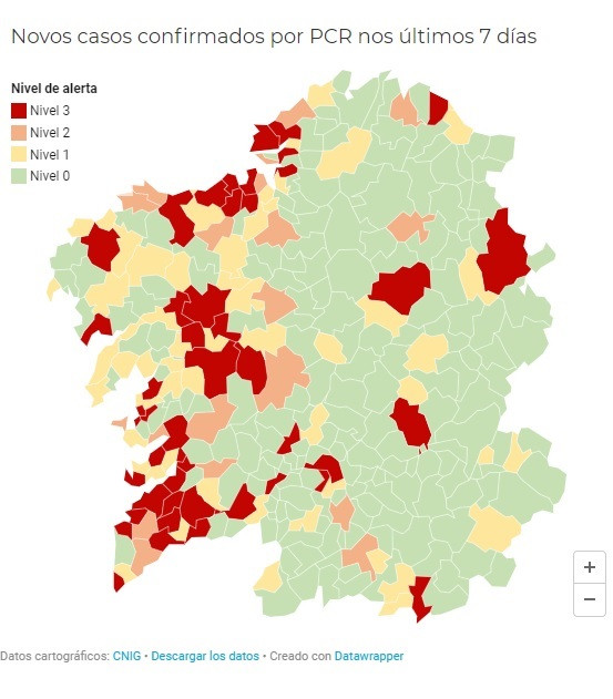 Casi medio centenar de municipios en alerta roja: se suman Cervo, A Fonsagrada, A Guarda, Mos, A Cañiza y Baiona