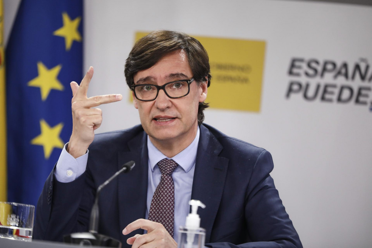 El ministro de Sanidad, Salvador Illa, comparece en rueda de prensa para detallar el proyecto de PGE 2021 correspondientes a Sanidad, en Moncloa, Madrid (España), a 30 de octubre de 2020.