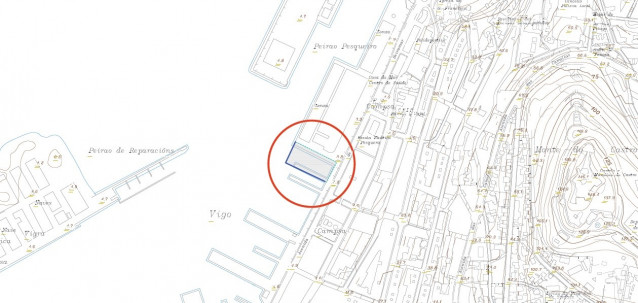 Plano de la ampliación de la explanada anexa a la lonja, en el puerto pesquero de Vigo.