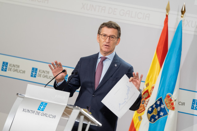 Feijóo, en la rueda de prensa posterior al Consello.