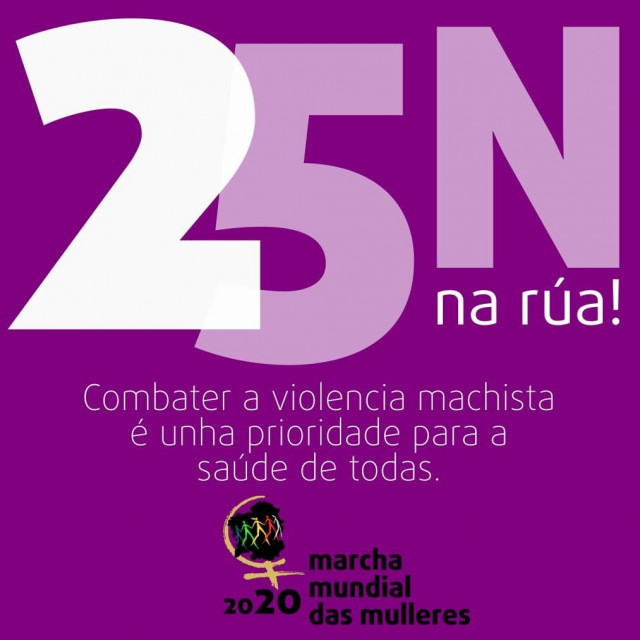 Cartel promocional de las movilizacioenes convocadas por la Marcha Mundial das Mulleres