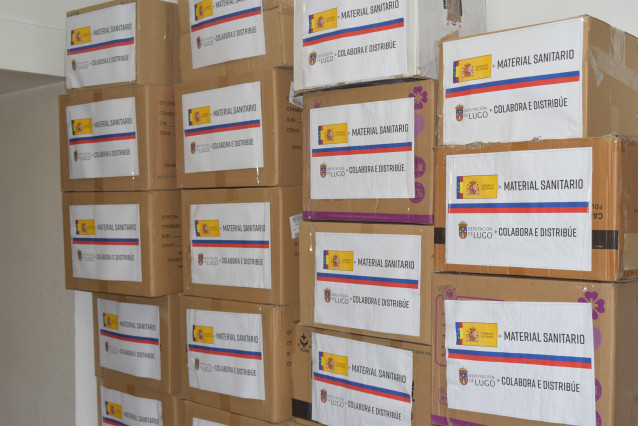 Nota De Prensa E Foto: A Deputación Reparte Aos Concellos Da Provincia As 35.000 Mascarillas Entregadas Polo Goberno Central