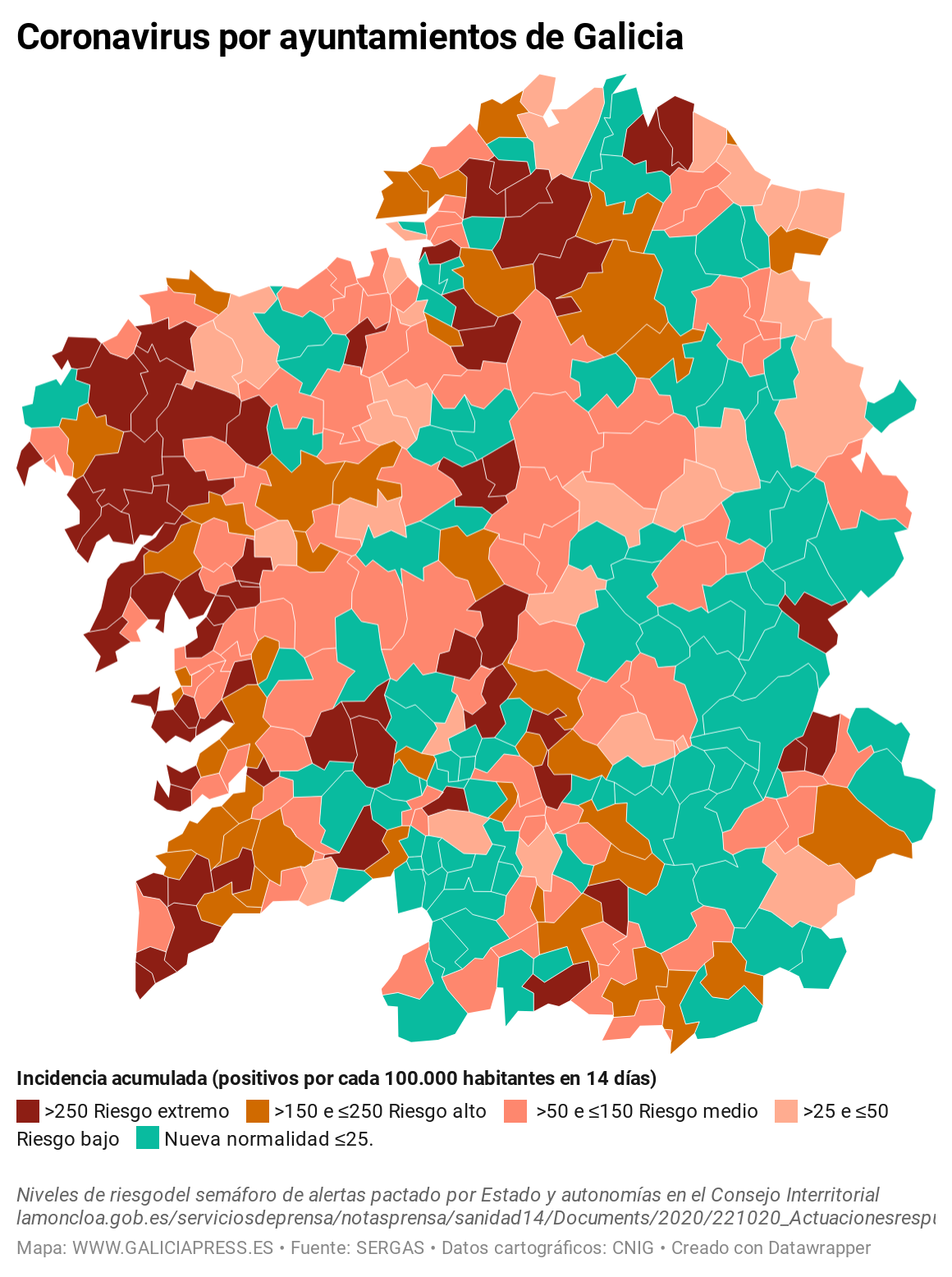 InXUz coronavirus por ayuntamientos de galicia 