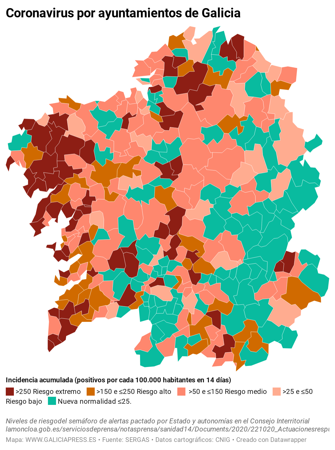 InXUz coronavirus por ayuntamientos de galicia 