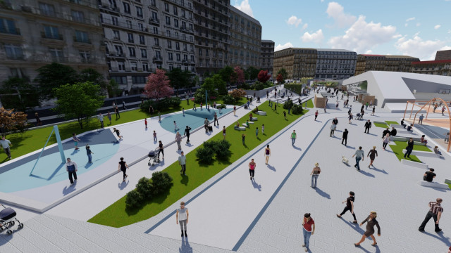 Infografía de la plaza sobre el Centro Vialia Estación de Vigo.