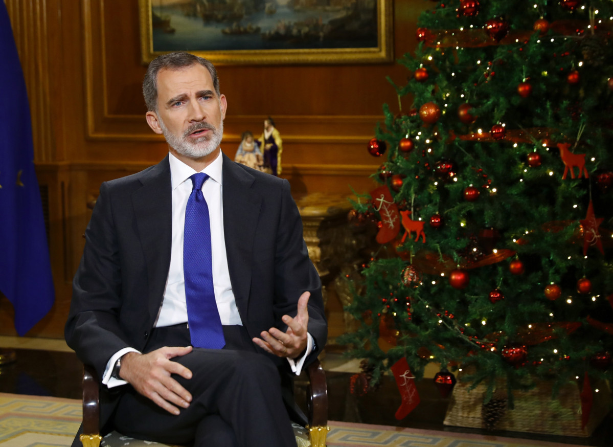 El Rey Felipe VI da su discurso de Nochebuena, en Madrid (España) a 24 de diciembre de 2020.